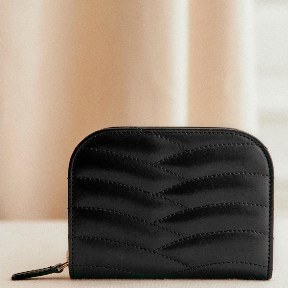 Sezane Smooth quilted black Small Victor Wallet